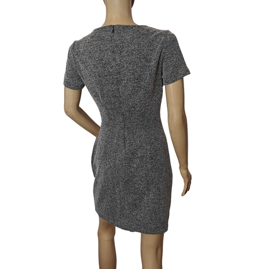 Gray Faux Wrap Knit Dress