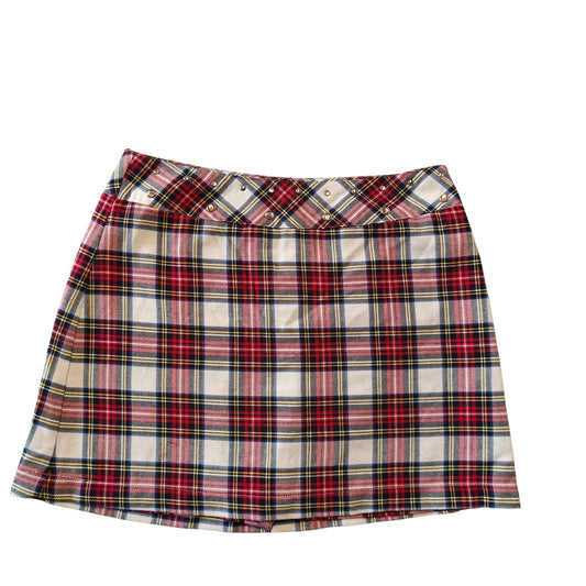 Plaid Studded Waist Mini Skort