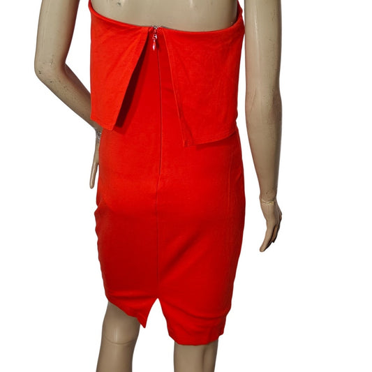 Red Strapless Bodycon Dress