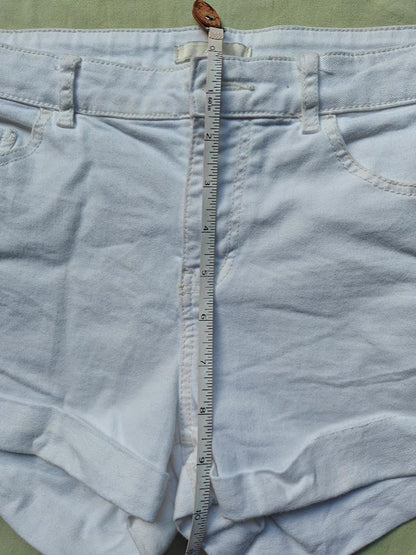White Denim High Rise Cuffed Shorts