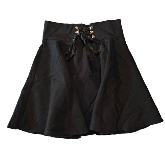 Lace Up High Waist A-Line Skater Skirt