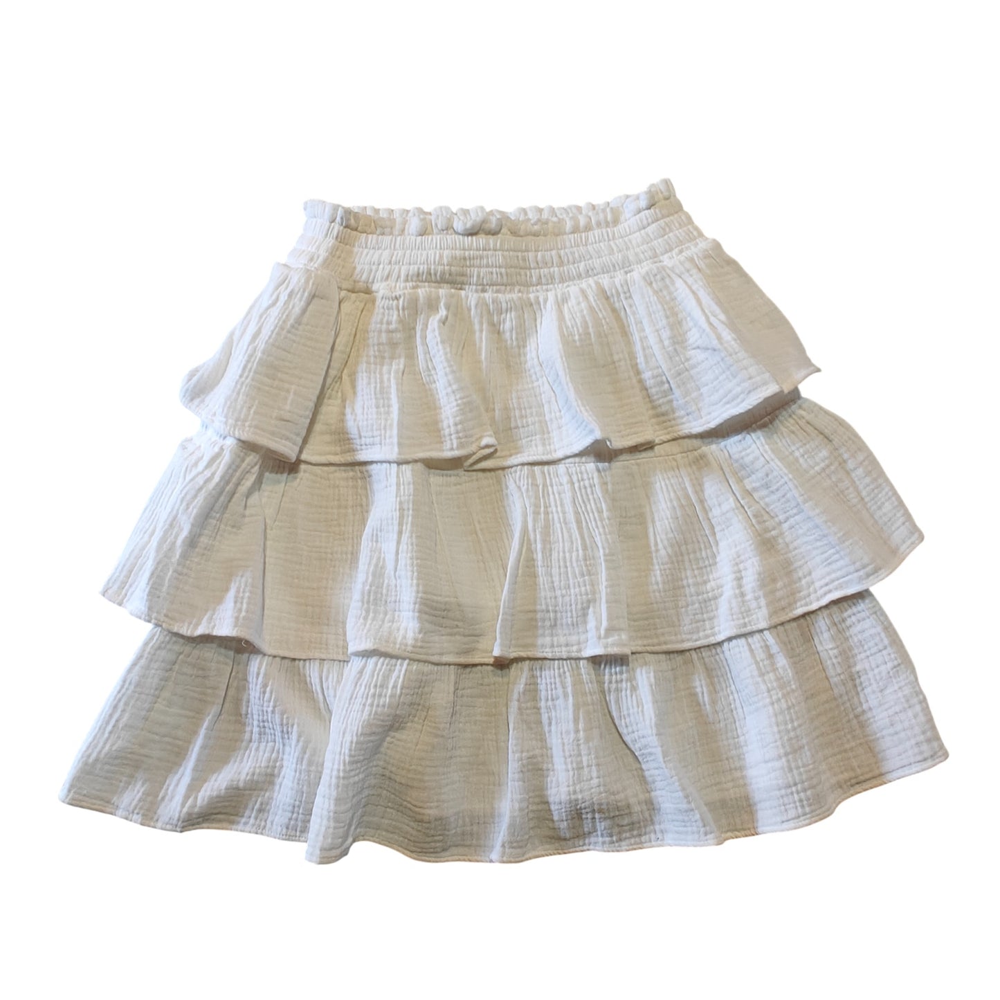 White Tiered Ruffle Mini Skirt