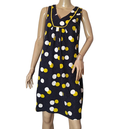 Navy Polka Dot Sleeveless Shift Dress