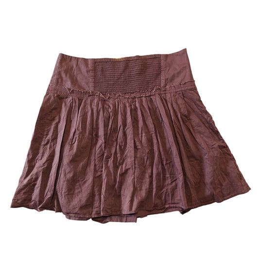 Mauve Cotton Smock Waist Mini Skirt