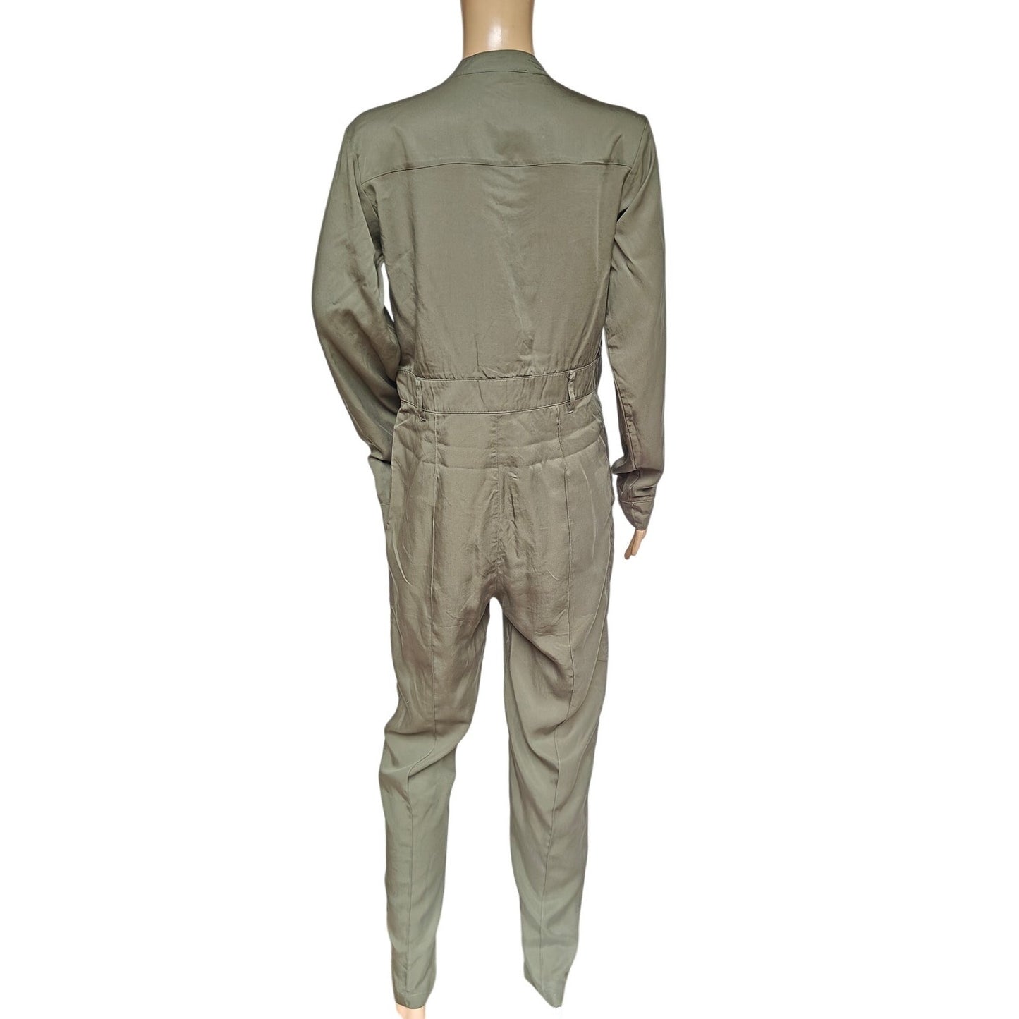 Olive Green Lyocell Utility Jumpsuit