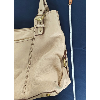 White Pebbled Leather Tote Bag