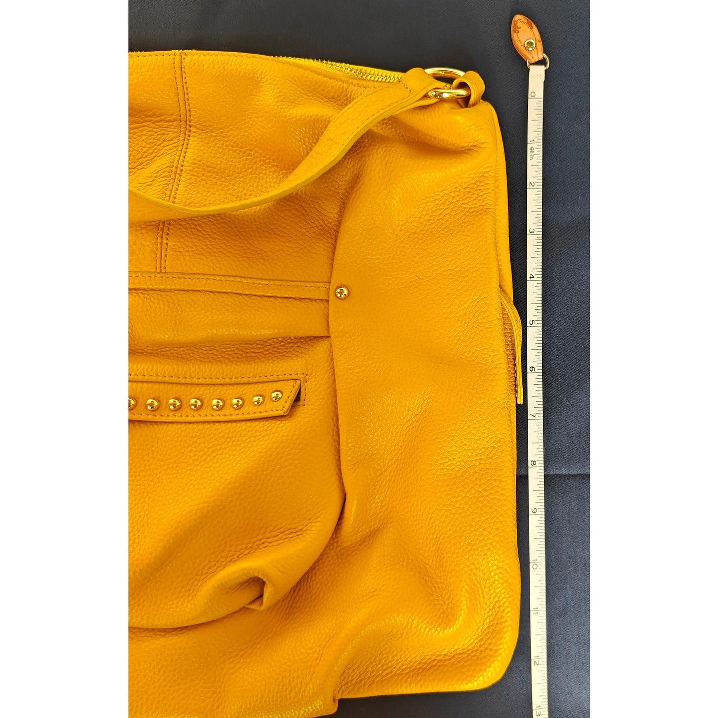 Yellow Pebbled Leather Hobo Shoulder Bag