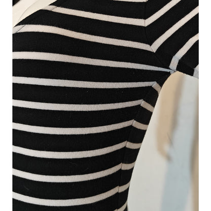 Black and White Stripe Long-Sleeve Bodysuit