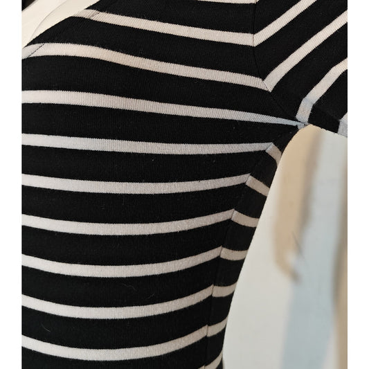 Black and White Stripe Long-Sleeve Bodysuit
