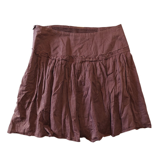 Mauve Cotton Smock Waist Mini Skirt