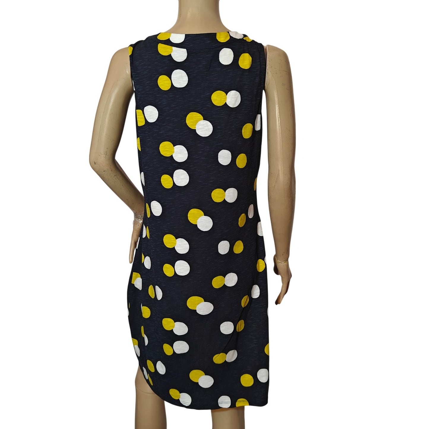 Navy Polka Dot Sleeveless Shift Dress