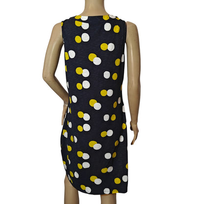 Navy Polka Dot Sleeveless Shift Dress