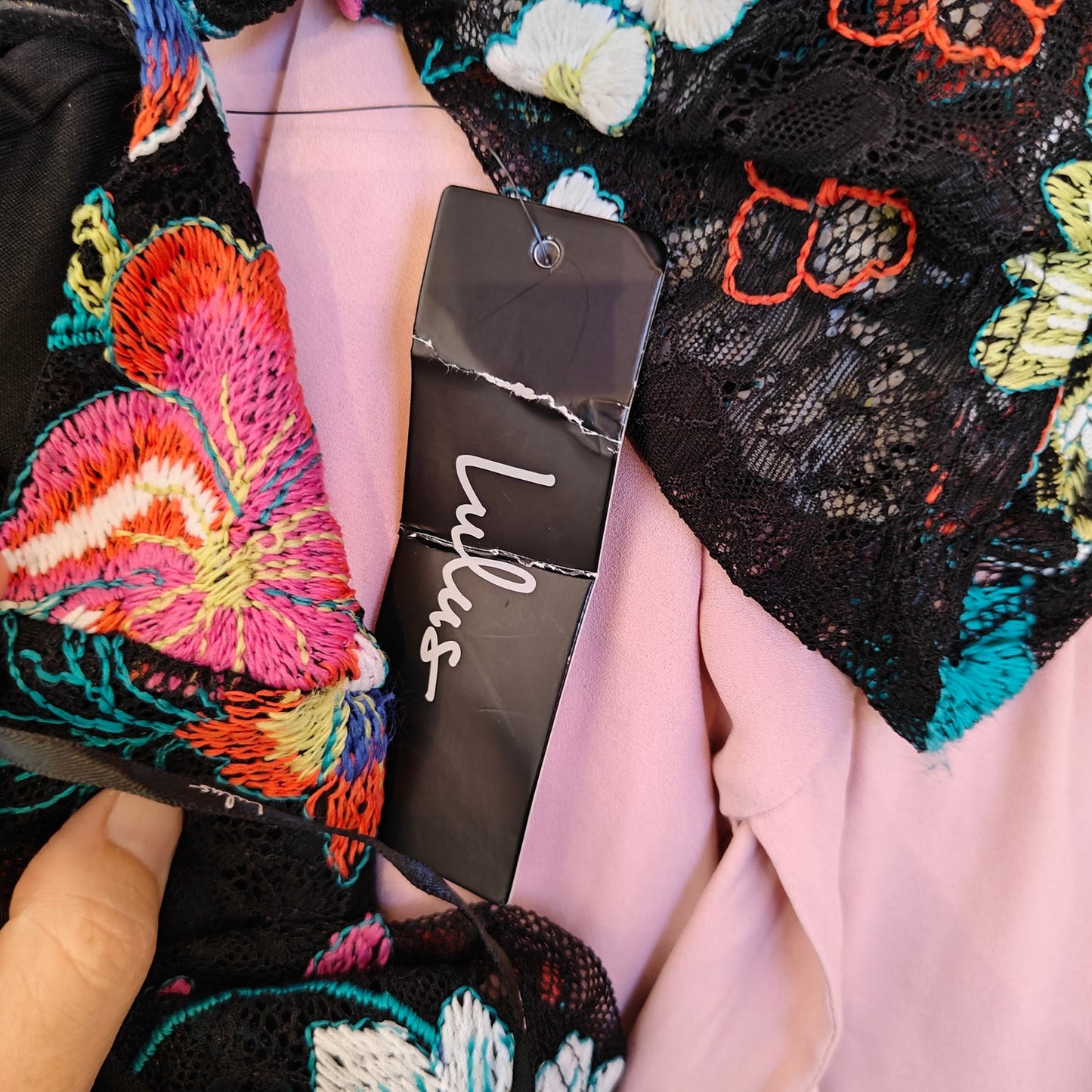 Black Floral Embroidered Off-Shoulder Mini Dress