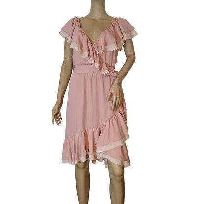 Blush Pink Ruffle Wrap Dress