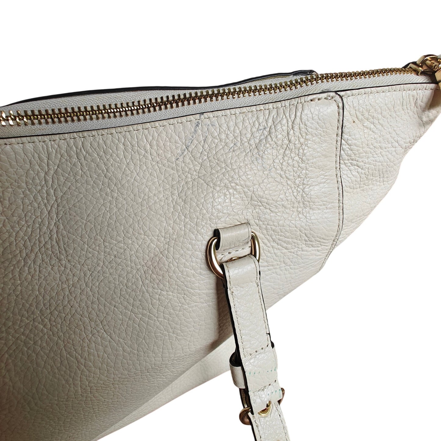 Chalk Pebbled Leather Zip-Top Tote Bag